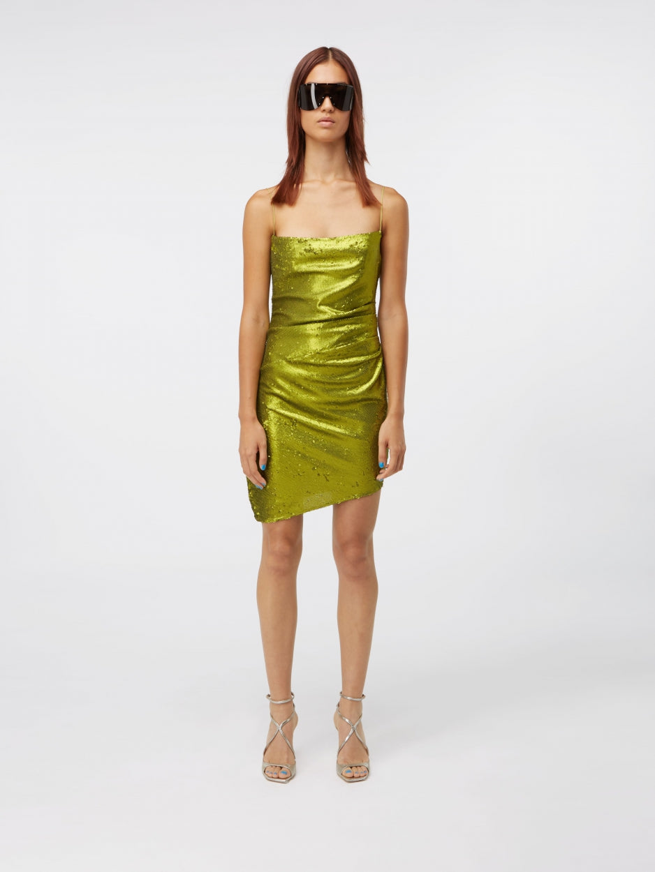 green mini sequin dress