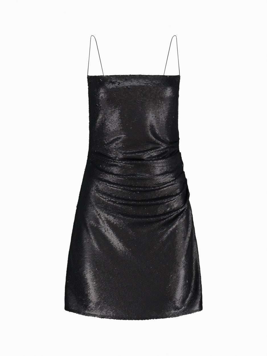 black mini sequin dress