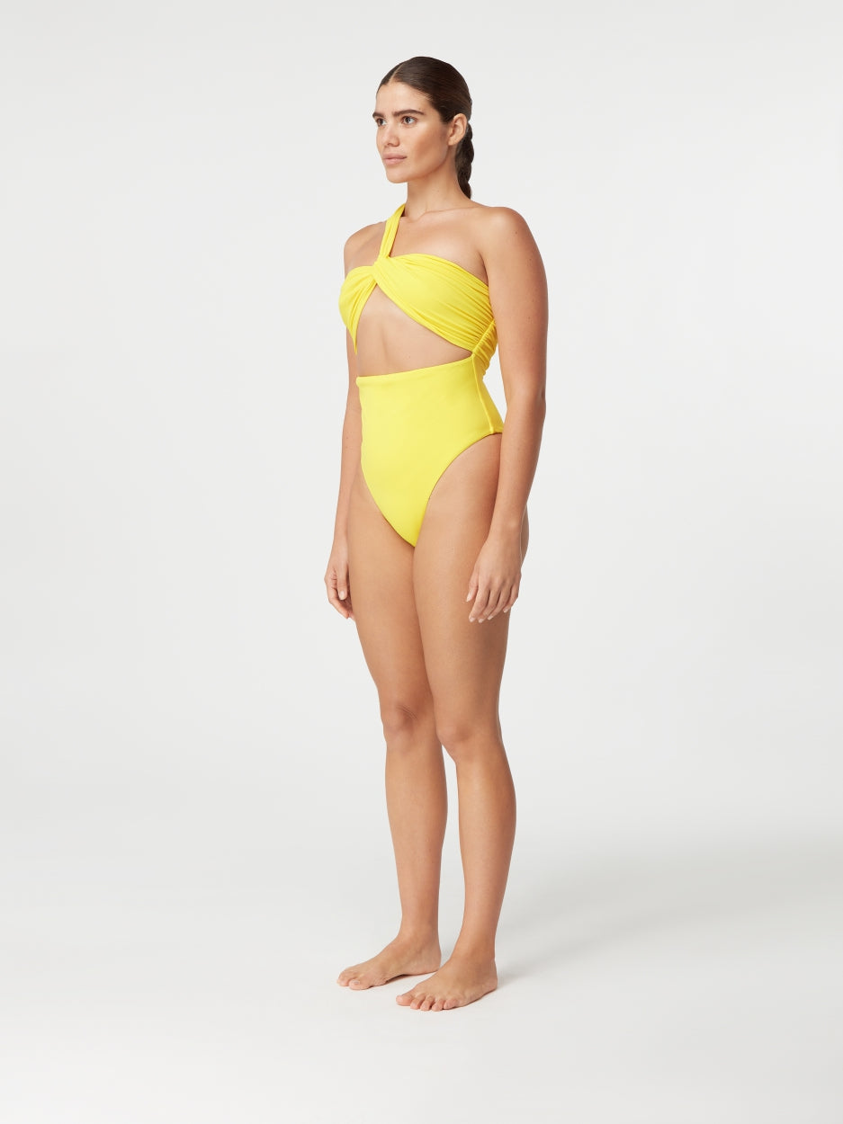 yellow one piece swimsuit