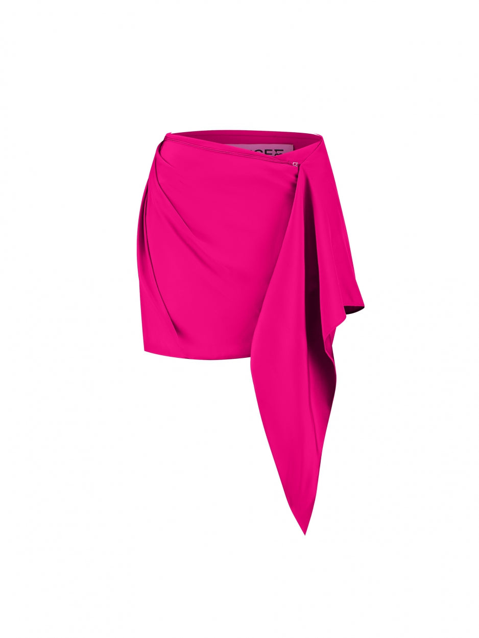 pink silk mini skirt