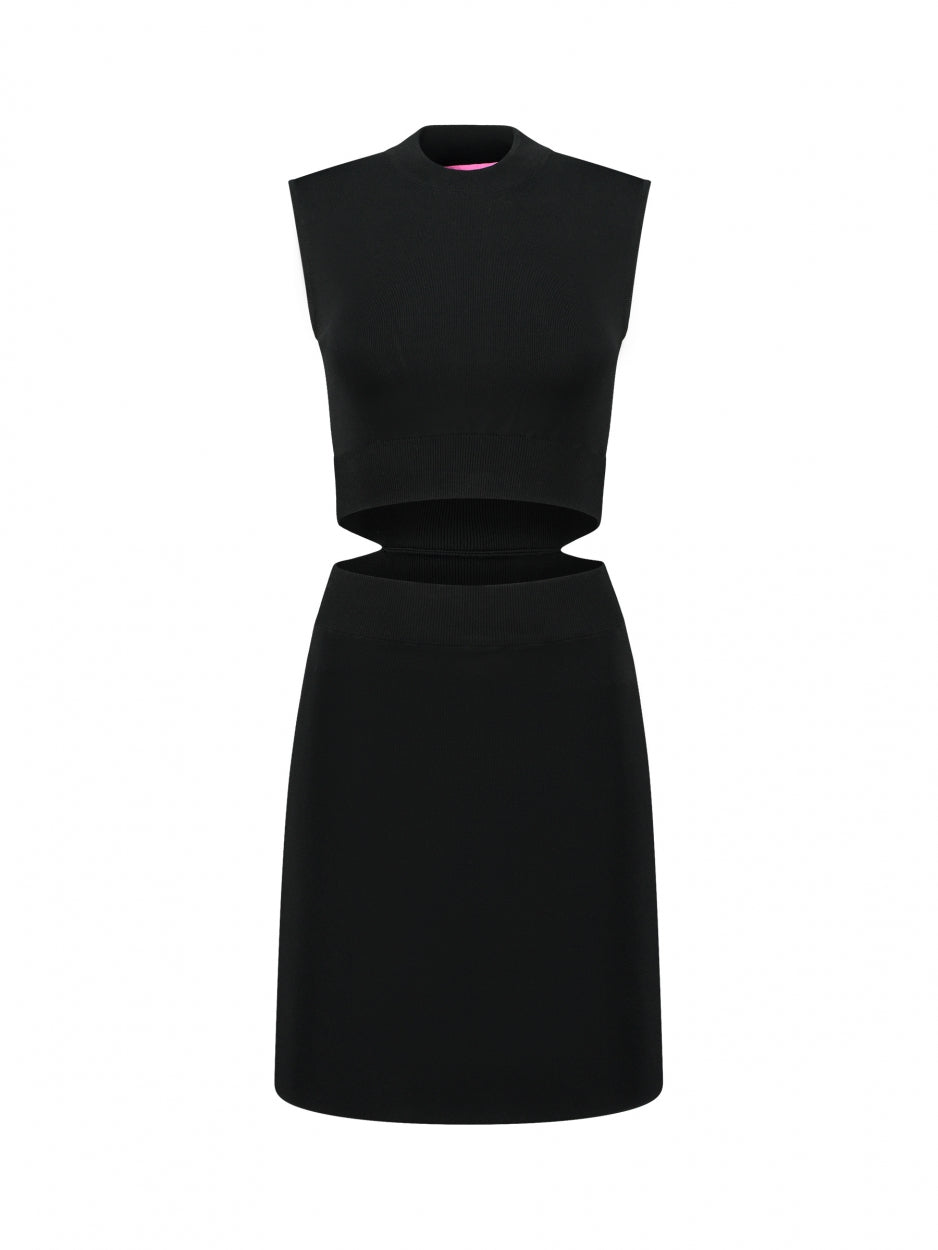 black bodycon dress with cut outs