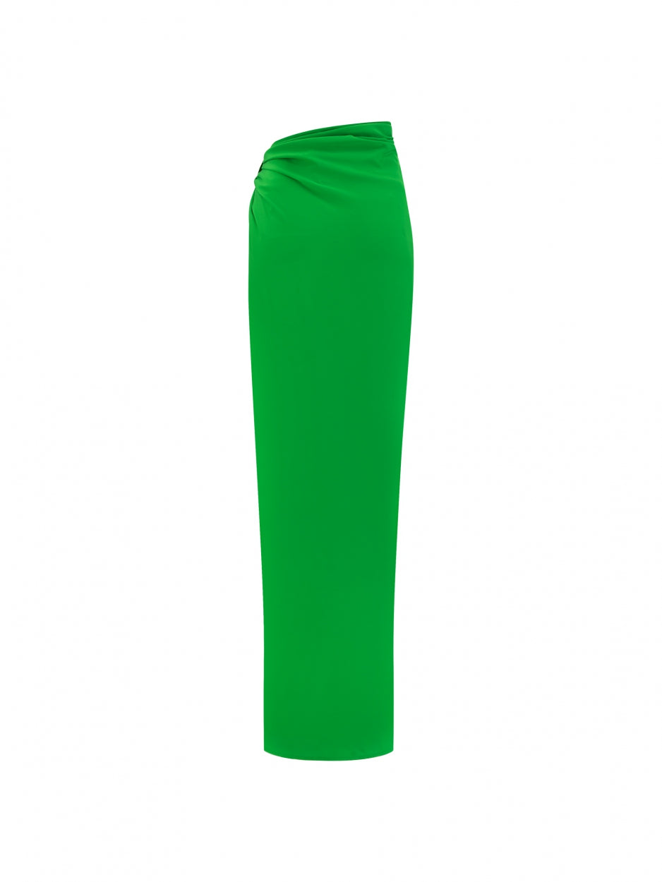 green long maxi silk skirt
