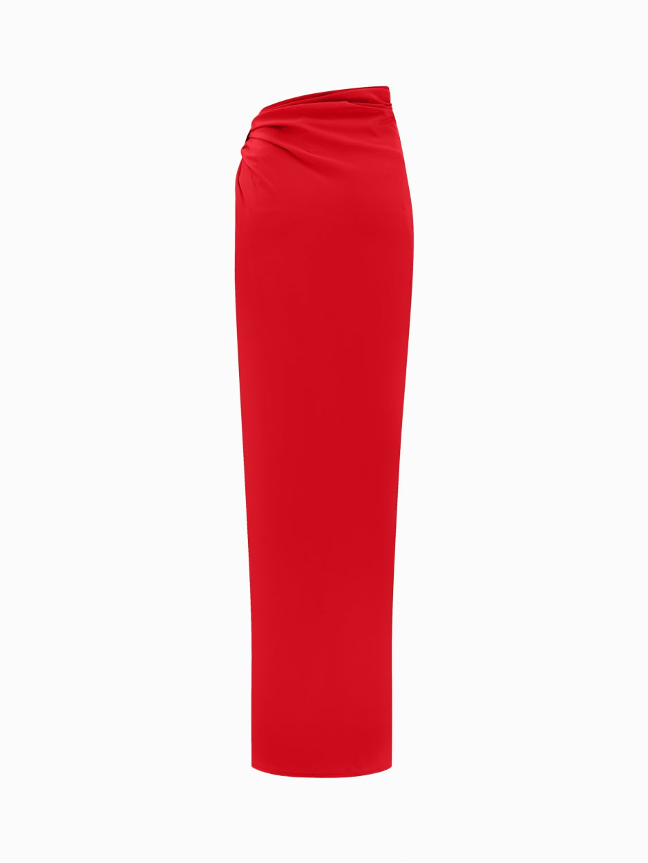 red long maxi skirt