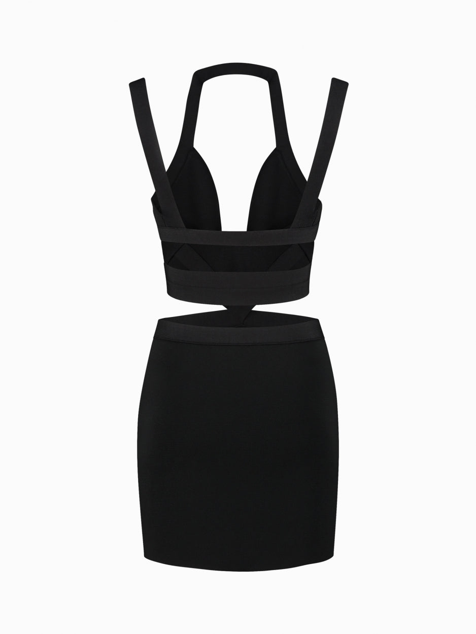 black mini dress with cut outs